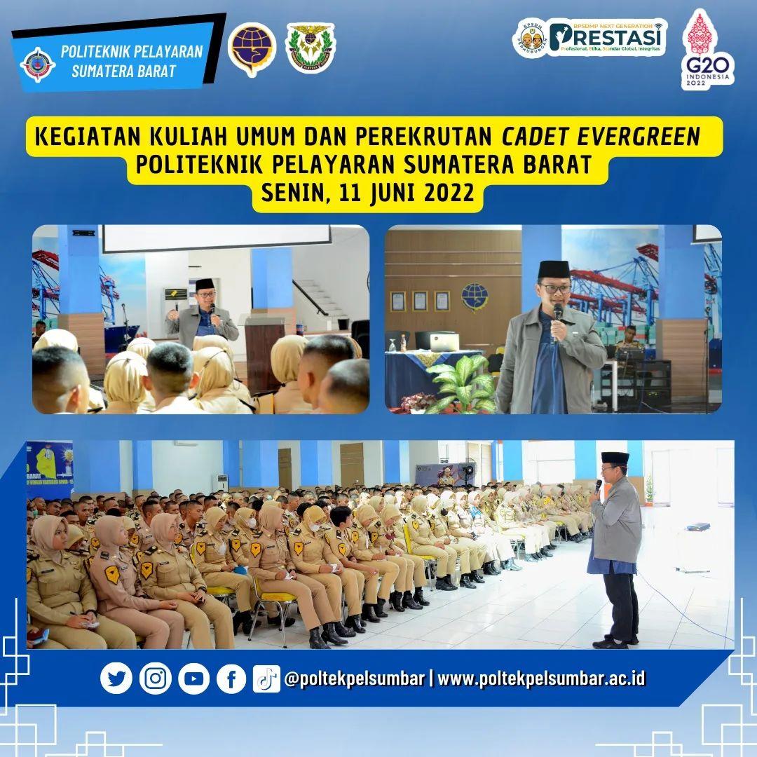 KAPTEN KAPAL EVERGREEN GROUP BERIKAN KULIAH UMUM UNTUK TARUNA/I POLTEKPEL SUMBAR