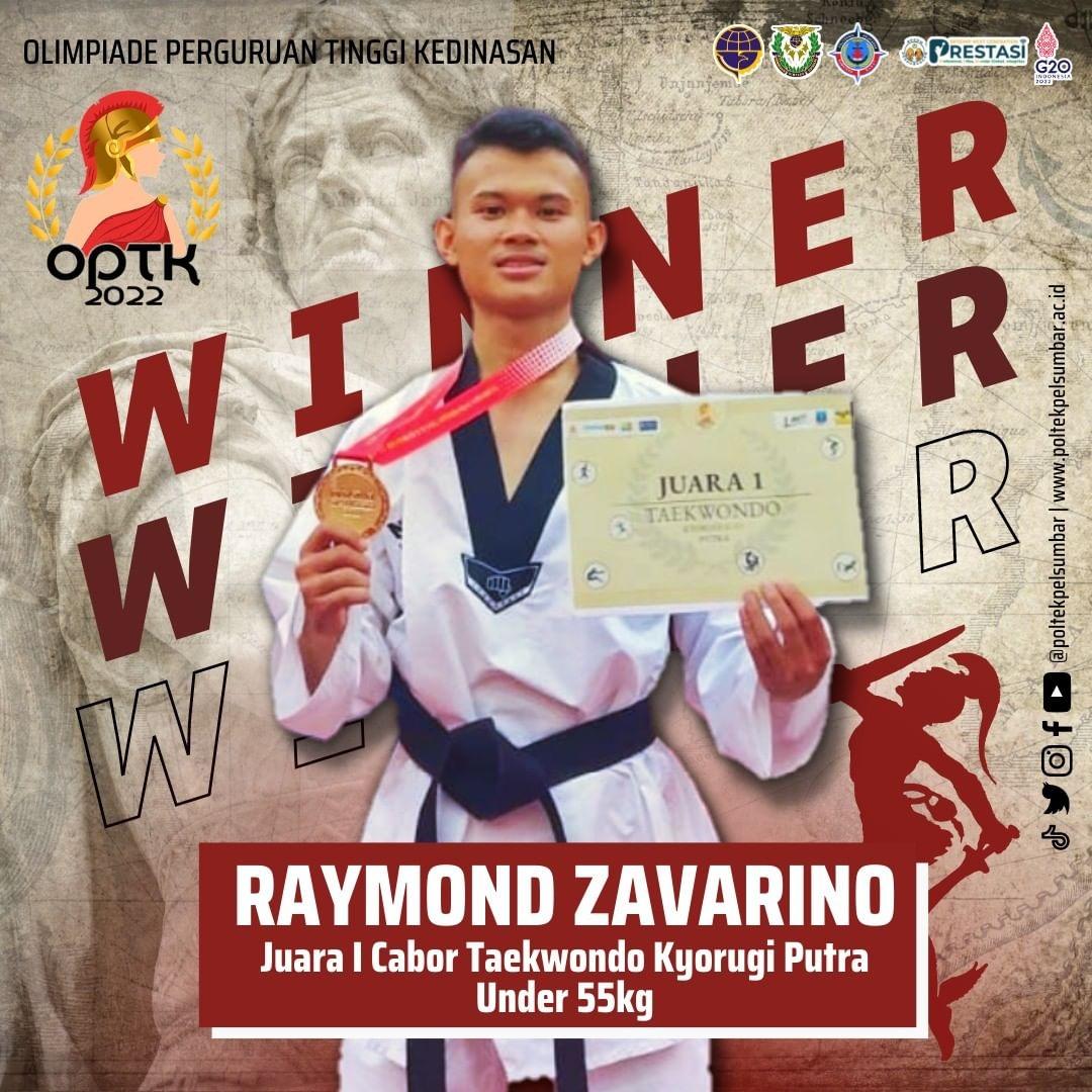 TARUNA RAYMOND ZAVARINO RAIH MEDALI EMAS CABOR TAEKWONDO PADA OPTK KE-13 TAHUN 2022