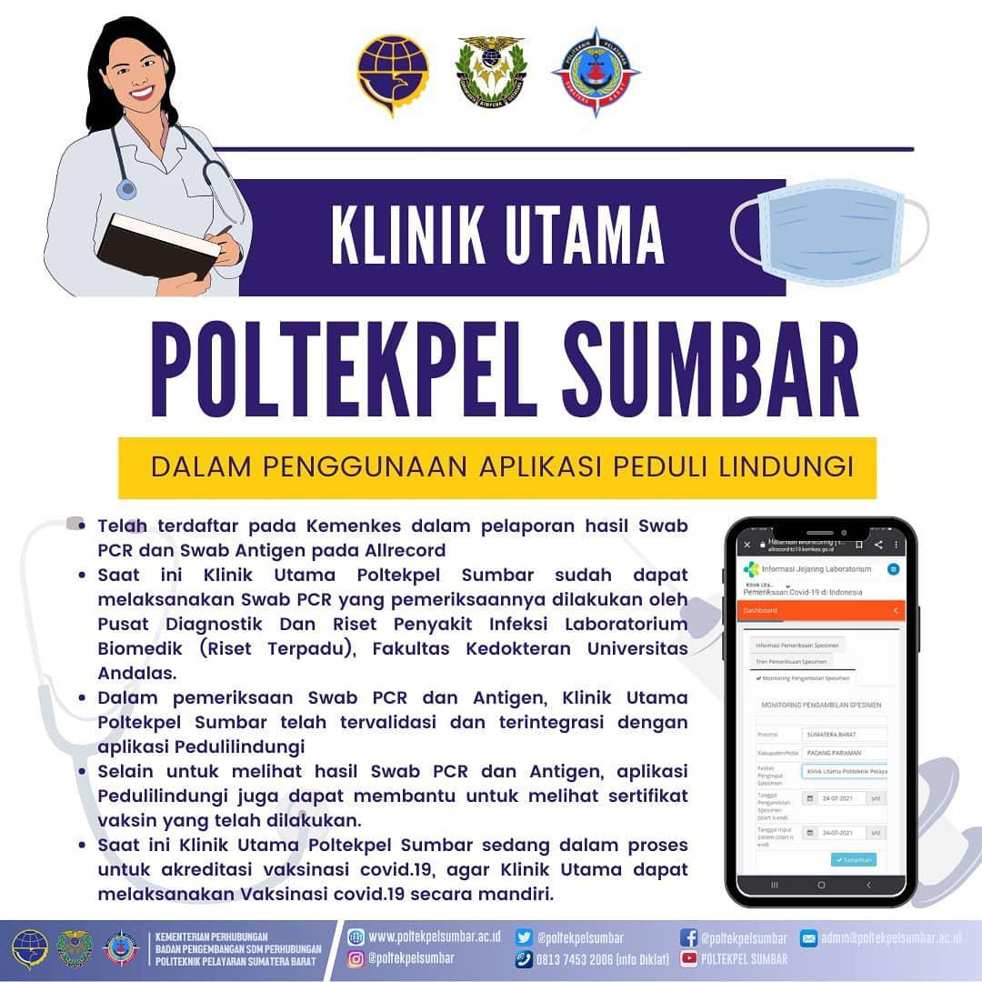 Klinik Utama Poltekpel Sumbar dalam Penggunaan Aplikasi Peduli Lindungi